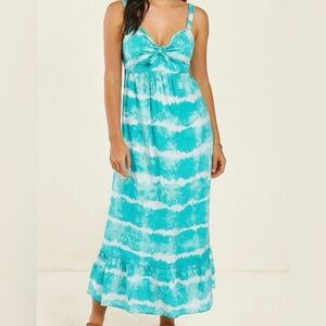 NWOT Faded Glory Tie Dye Tiered Ruffle Hem Smocked Cotton Back Maxi Dress XXL